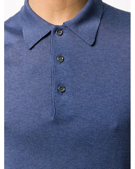 Barba Napoli Blue Solid-Color Polo Shirt for men