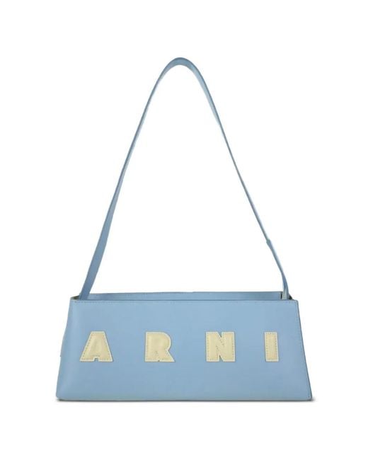 Marni Blue Museo Logo-Detail Leather Shoulder Bag