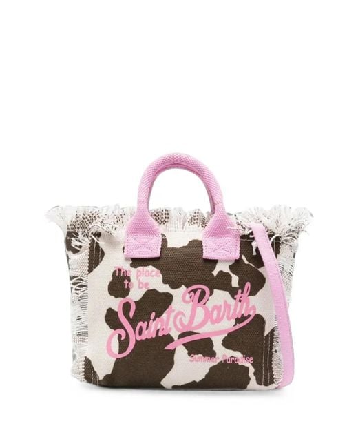 Mc2 Saint Barth Pink Vanity Mini Cow-Print Tote Bag