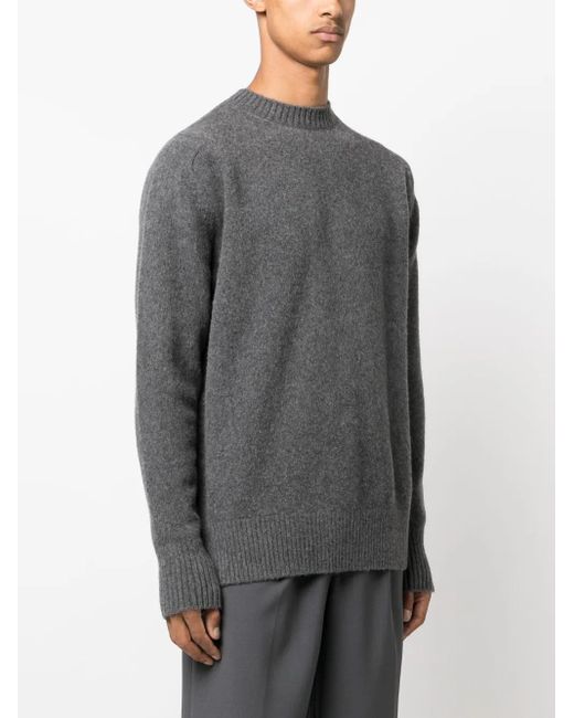 OAMC Gray Logo Intarsia-Knit Wool Jumper for men