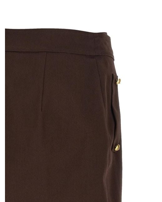 Elisabetta Franchi Brown Button-Embellished Wrap Mini Skirt