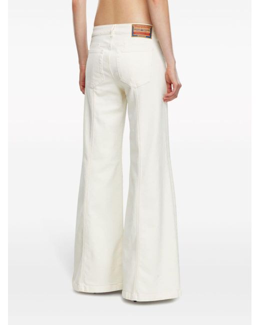 DIESEL White D-akii Mid-rise Flared Jeans
