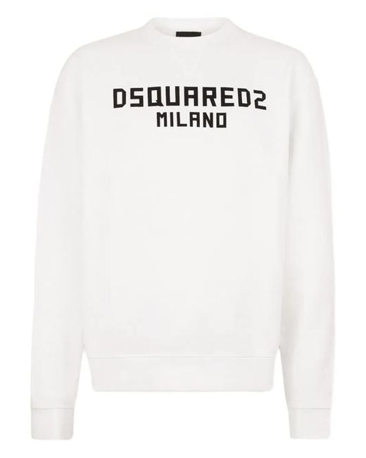 Sudadera Con Logo Estampado DSquared² de hombre de color White