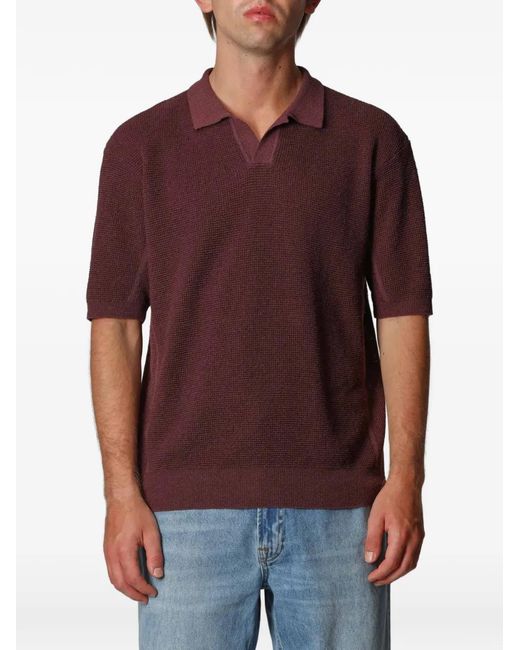 Roberto Collina Red Polo En Maille Gaufrée for men