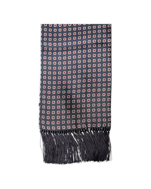 Dolce & Gabbana Blue Patterned Fringed Scarf for men