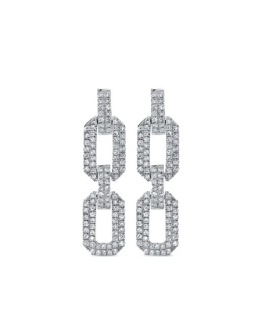 Pendientes Flat Geo Link en oro blanco de 18 ct con diamante SHAY de color White