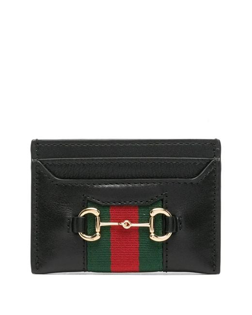 Gucci Black Horsebit Web Card Case