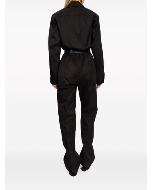Saint Laurent Black Belted Cotton Jumpsuit