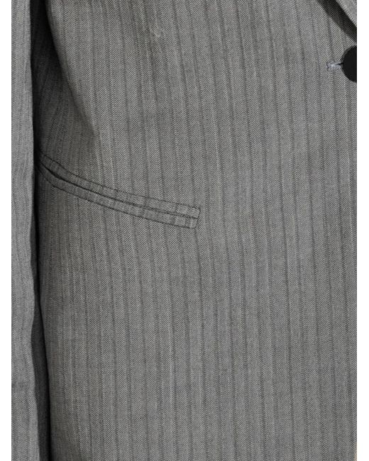 Alberta Ferretti Gray Herringbone-Pattern Single-Breasted Blazer