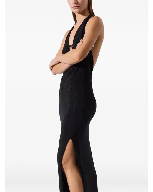 Karl Lagerfeld Black Maxi Dress With Deep V-Neckline And Open Back