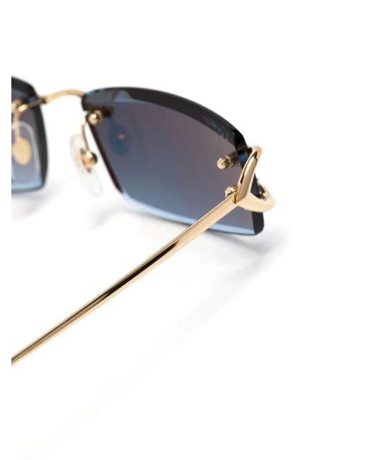 Cartier Blue Rectangle-Frame Sunglasses