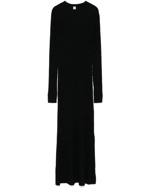Totême Black Cable-Knit Maxi Dress