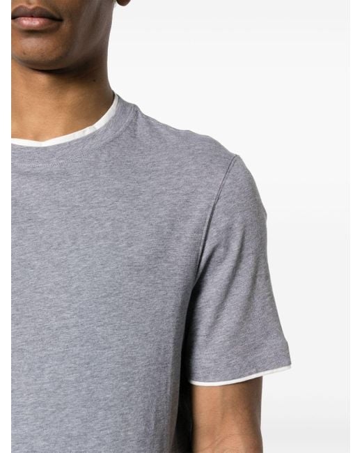 Brunello Cucinelli Gray Faux-layered Cotton T-shirt for men