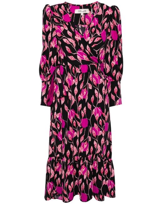 Robe portefeuille Blade à fleurs Diane von Furstenberg en coloris Purple