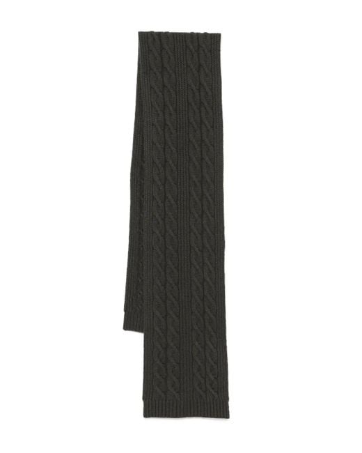 N.Peal Cashmere Black Cable Rib Scarf