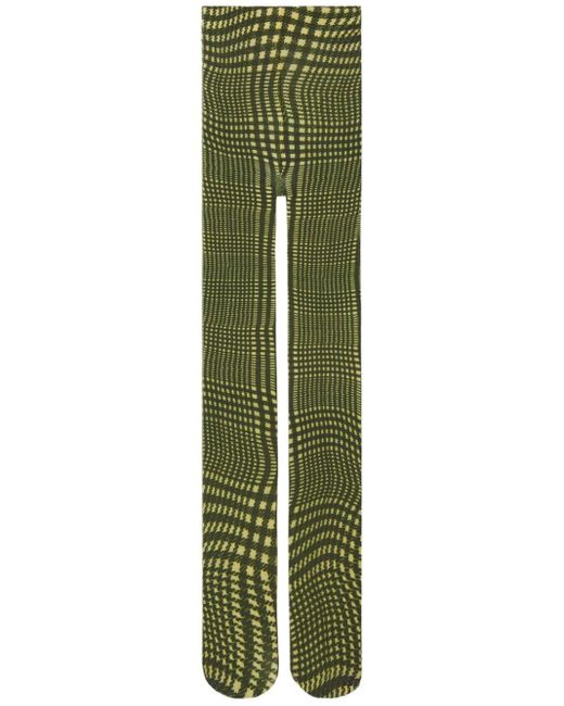 Burberry Green Warped Houndstooth-print Tights