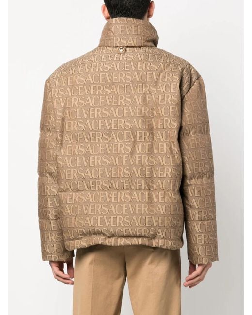 Versace Natural Jacquard Logo Pattern Down Jacket for men