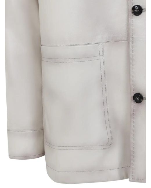 Kiton White Patch-Pocket Shirt Jacket for men