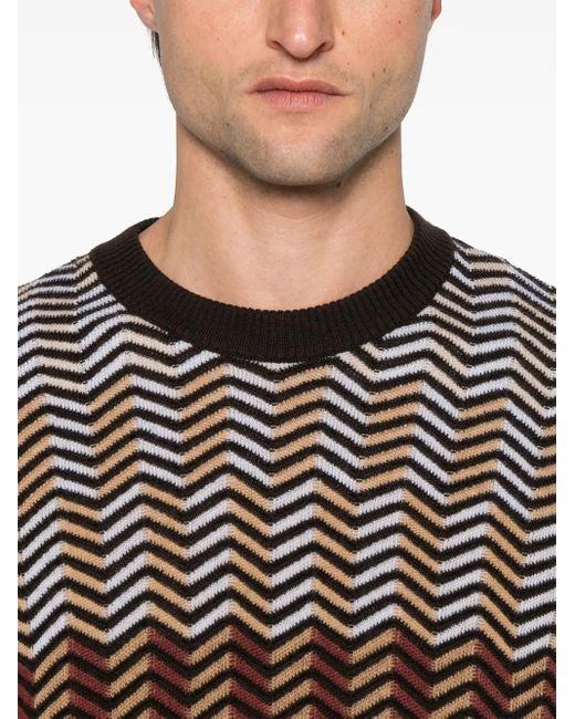 メンズ Missoni ジグザグ バージンウールセーター Brown