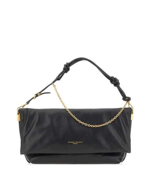 Gianni Chiarini Black Fanny Knitted Leather Shoulder Bag