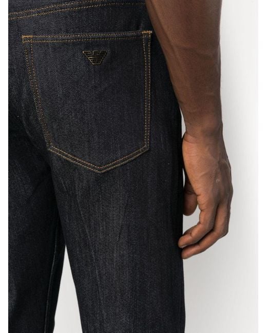 Emporio Armani J06 Embroidered Eagle Slim Fit Jeans - Dark Blue