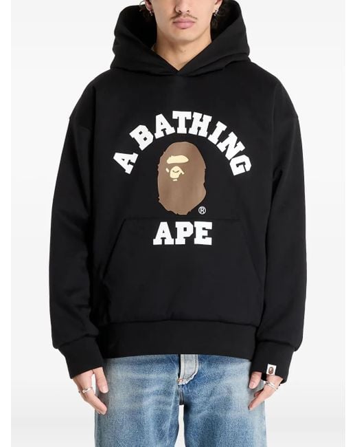 Felpa Con Logo College di A Bathing Ape in Black da Uomo