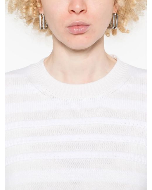 Barrie White Striped Sweater