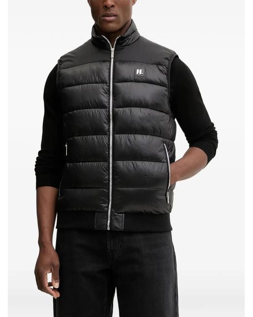 Karl Lagerfeld Black Quilted Zip Vest for men