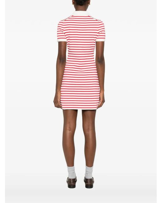 Maje Red Striped Button Knit Dress