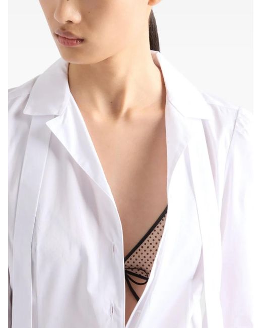 Prada Geplooide Popeline Blousejurk in het White