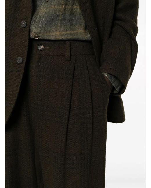 Ziggy Chen Black Plaid-Check Wide-Leg Trousers for men