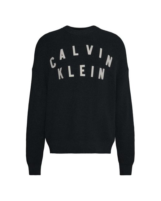 Calvin Klein Black Varsity-Logo Jumper for men