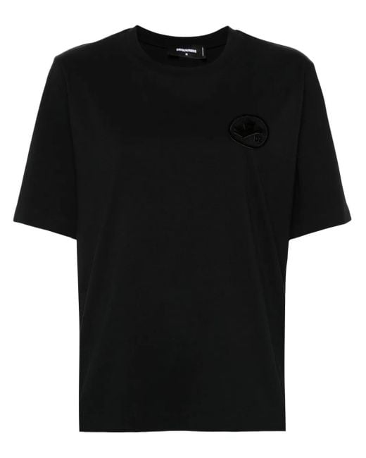 DSquared² Black Flocked-Logo T-Shirt