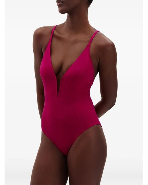 Eres Pink Galbe V-Neck Swimsuit