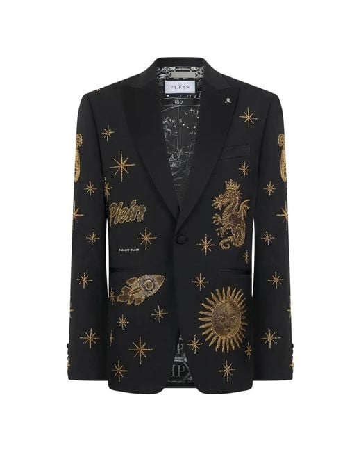 Philipp Plein Black Bead-Embellished Blazer for men