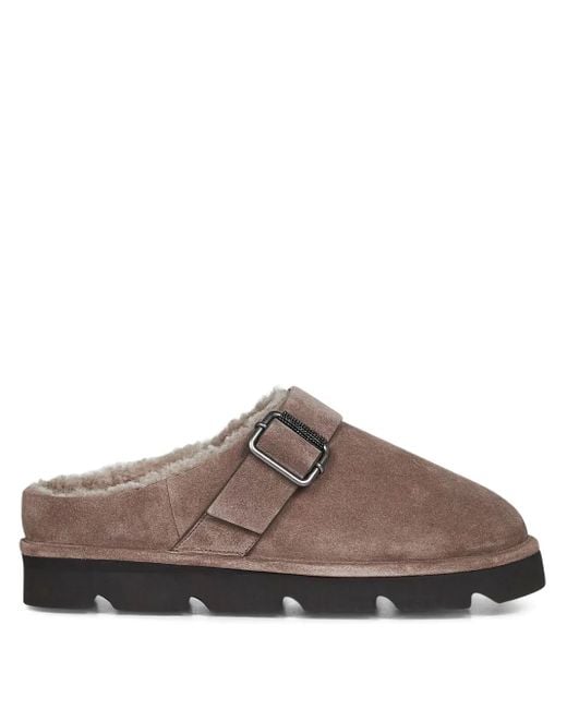 Brunello Cucinelli Brown Pantoletten Mit Schnallen