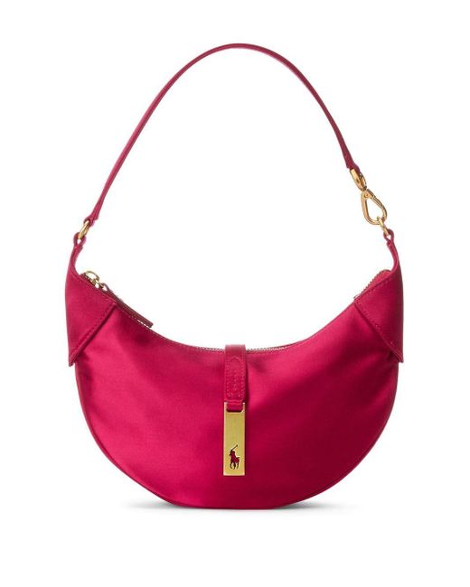 Polo Ralph Lauren Logo-plaque Silk Shoulder Bag in Pink | Lyst Canada