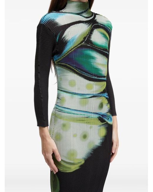 Osklen Green Butterfly-Print Midi Dress