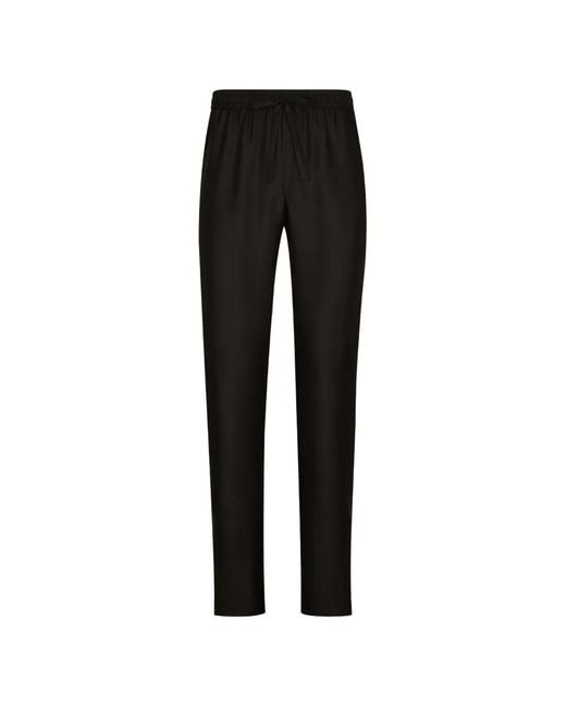 Dolce & Gabbana Black Silk Jogging Pants With Dg Embroidered Patch for men