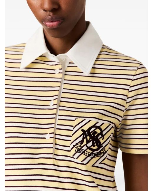 Stella McCartney Natural Striped Logo-Patch Dress