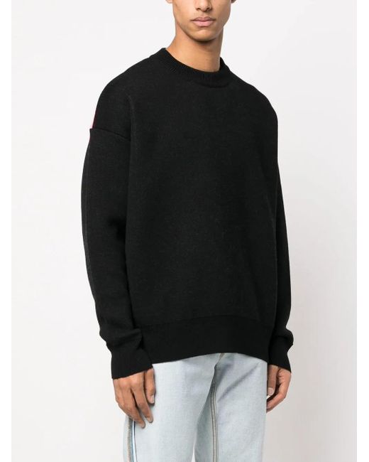 Palm Angels Black Palm Tree Intarsia-Knit Wool Sweater for men