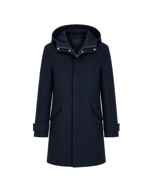 Yves Salomon Blue Double-Sided Hooded Coat for men