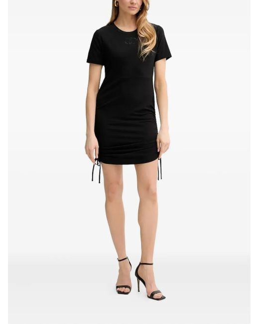 Liu Jo Black Embroidered-Drawstring Mini Dress