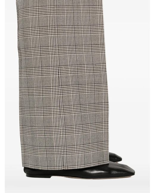 A.M.G Gray Checked-Pattern Pleated Trousers