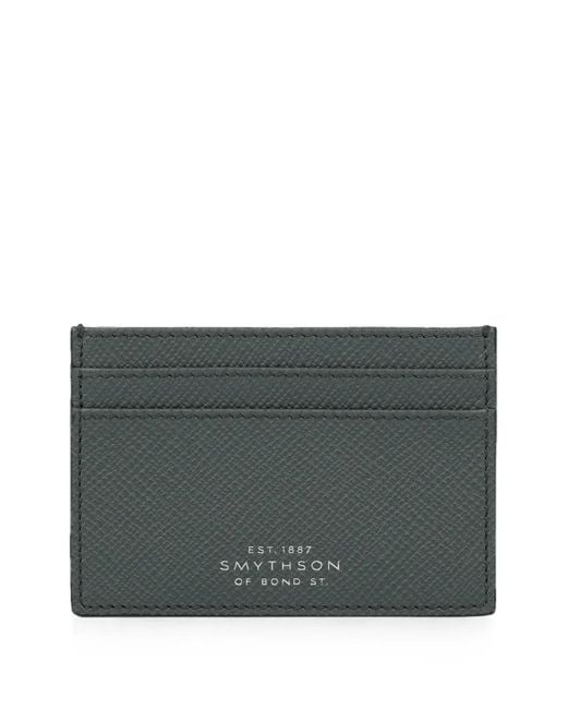 Smythson Gray Panama-Leather Flat Card Holder
