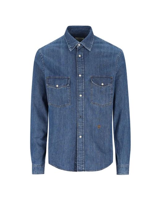 Jacob Cohen Blue Embroidered Denim Shirt for men