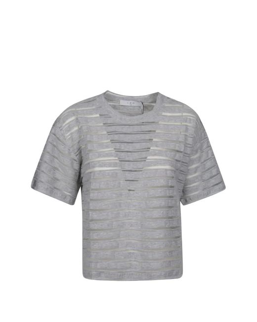 IRO Gray Sheer Striped T-Shirt