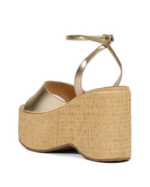 SCHUTZ SHOES Natural Sandales Métallisées À Plateforme