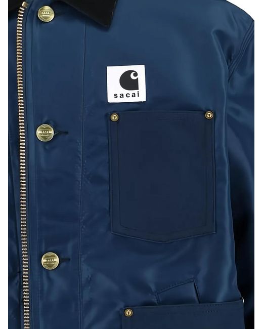 Carhartt Blue Corduroy-Collar Patch-Pocket Jacket for men
