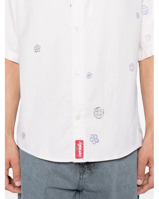 KENZO White X Futura 2000 Embroidered Short-Sleeve Shirt for men